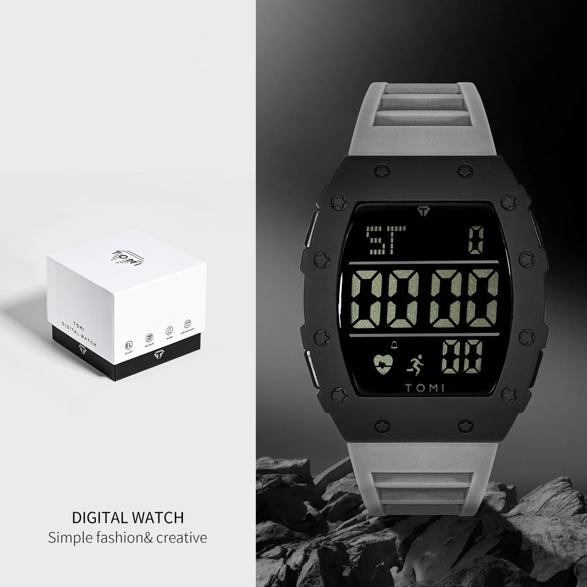 Style étudiant Trendy Montre homme bouton multifonction