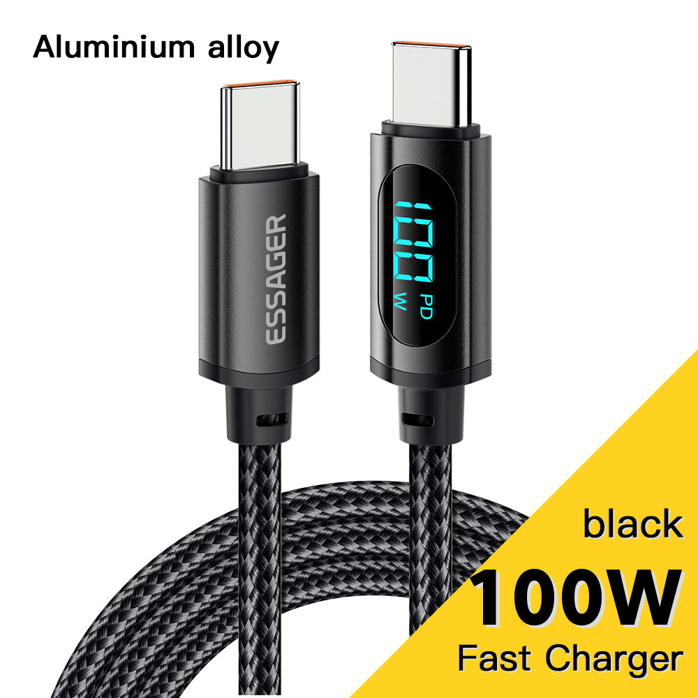 Câble de données d'affichage numérique de charge rapide PD100W alliage d'aluminium