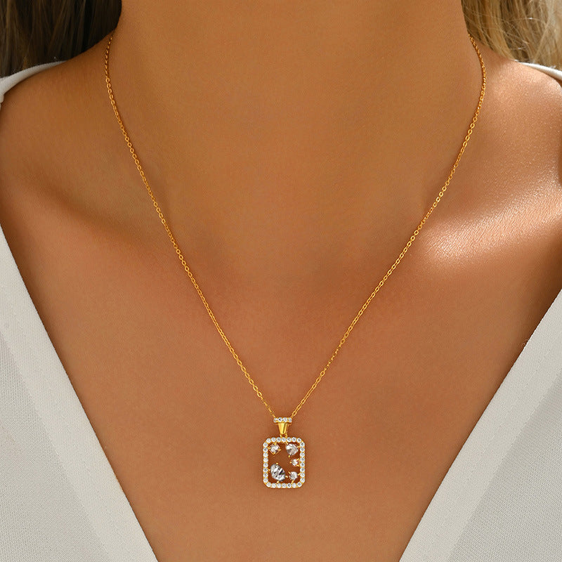S925 Argent Sterling Rectangle géométrique Collier en mousse 45cm Coupe mixte D Couleur VVS1 G