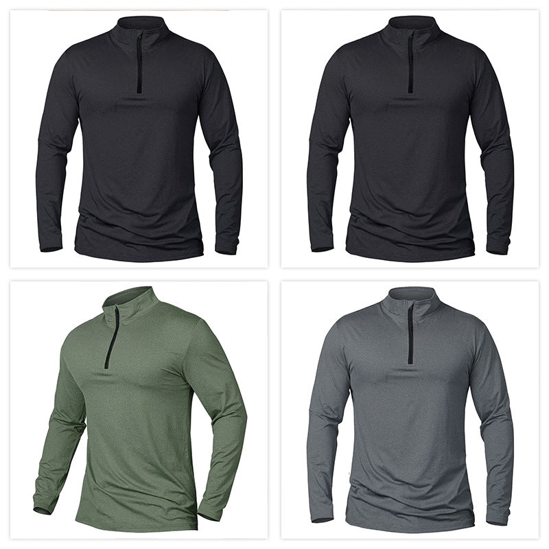 Pullover pour hommes d'Amazon Long Sleeve Sports Leisure Half Zipper Golf Long Sleeve Solid Color