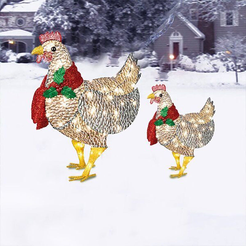 Poulet avec écharpe décoration de vacances