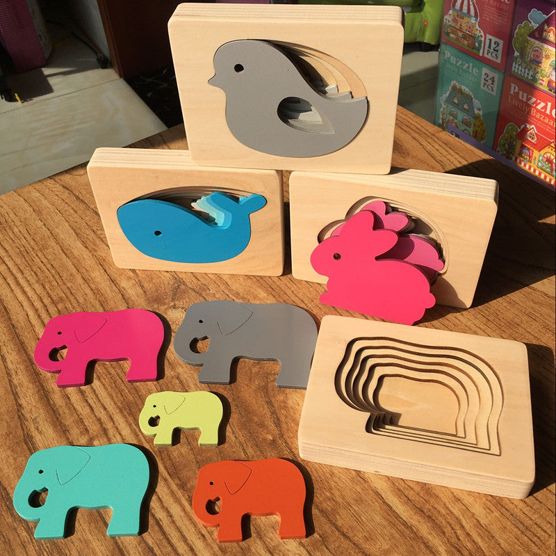 Jouet de puzzle en bois épais et multicouche pour les enfants