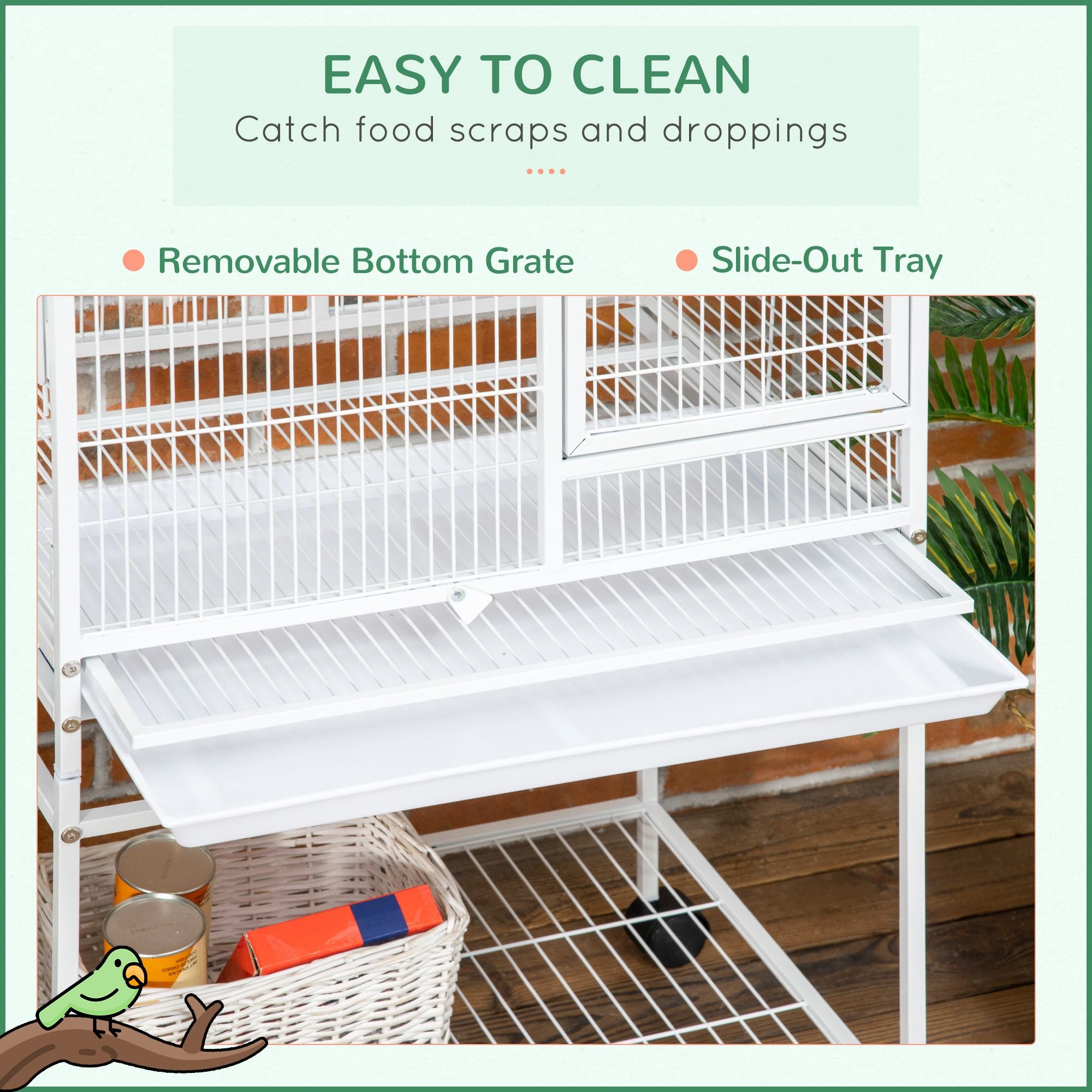 Cage grand perroquet de 55" avec crochet de jouets au-dessus de la perche d'oiseau supérieure