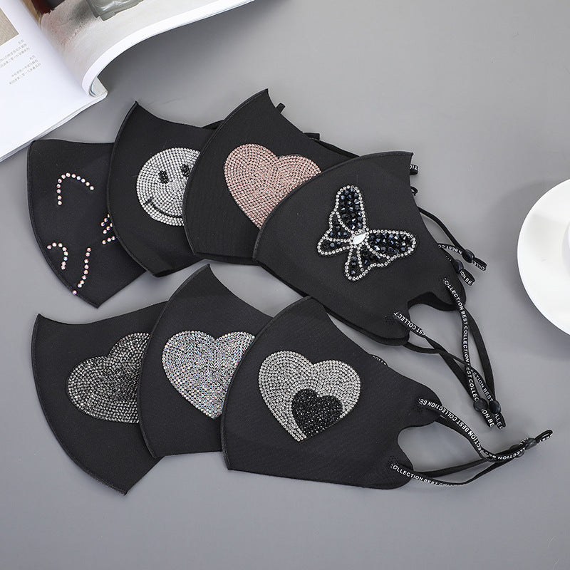 Strass Smiley Butterfly Pattern Bloc solaire et masque anti-poussière