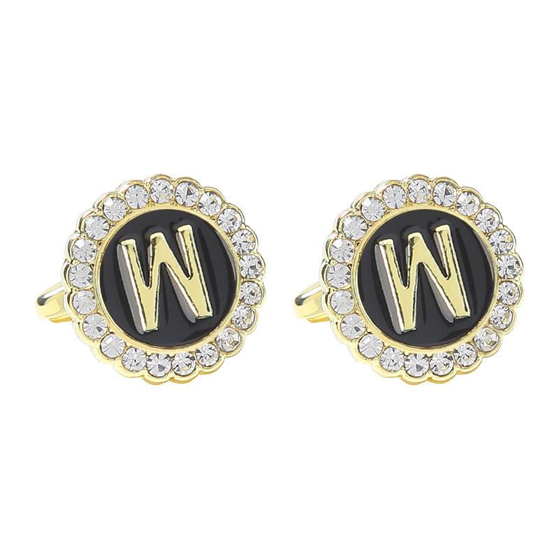 Rond Diamant French Cufflinks 26 lettres pour hommes