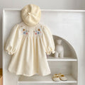 Robe brodée en dentelle à manches de bulles pour filles
