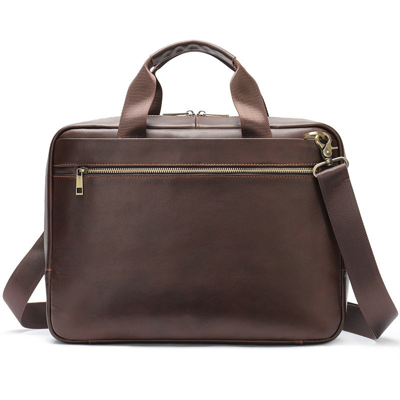 Cuir véritable Grande capacité mallette homme horizontale première couche ordinateur de vache Sto