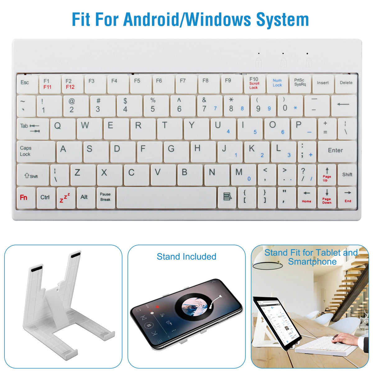 80-Key Wired Keyboard Mini USB Connector Portable Durable Keyboard with Carry Ba