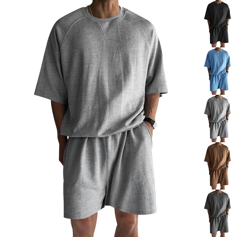 Short de sport à manches courtes Terry Casual ronde hommes