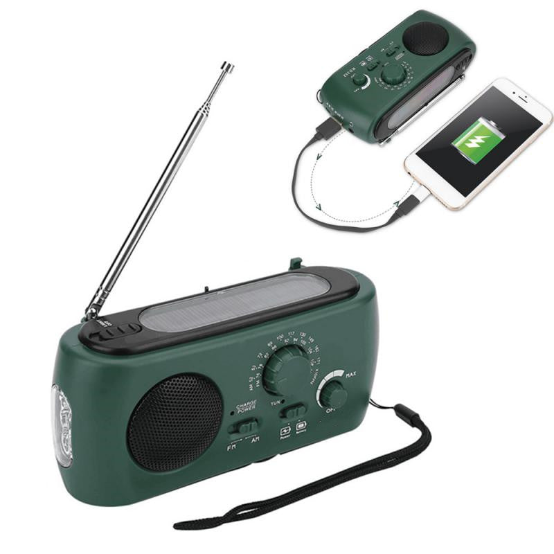 AM FM lampe de poche solaire LED Main Crank Radio rechargeable