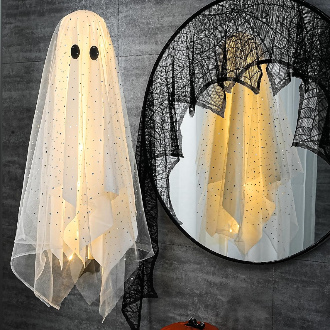 3 Pcs Halloween Decorations Outdoor Indoor Hanging Ghost Decor with Light