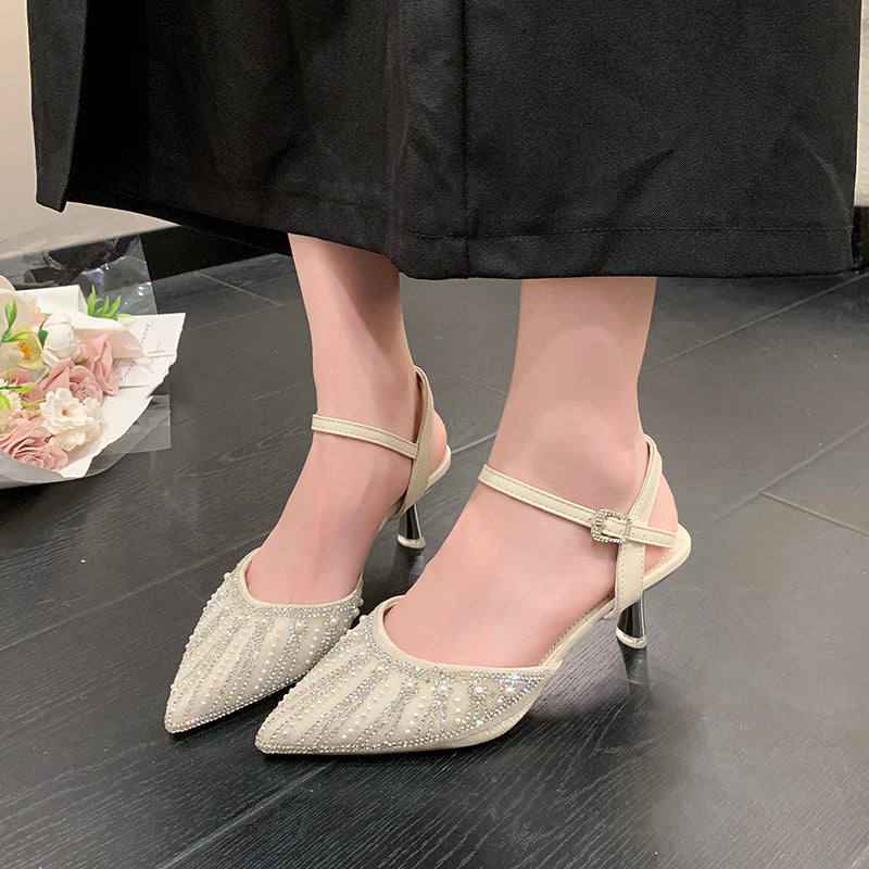 Sandales d'orteil pointu à moitié fermé pour femmes
