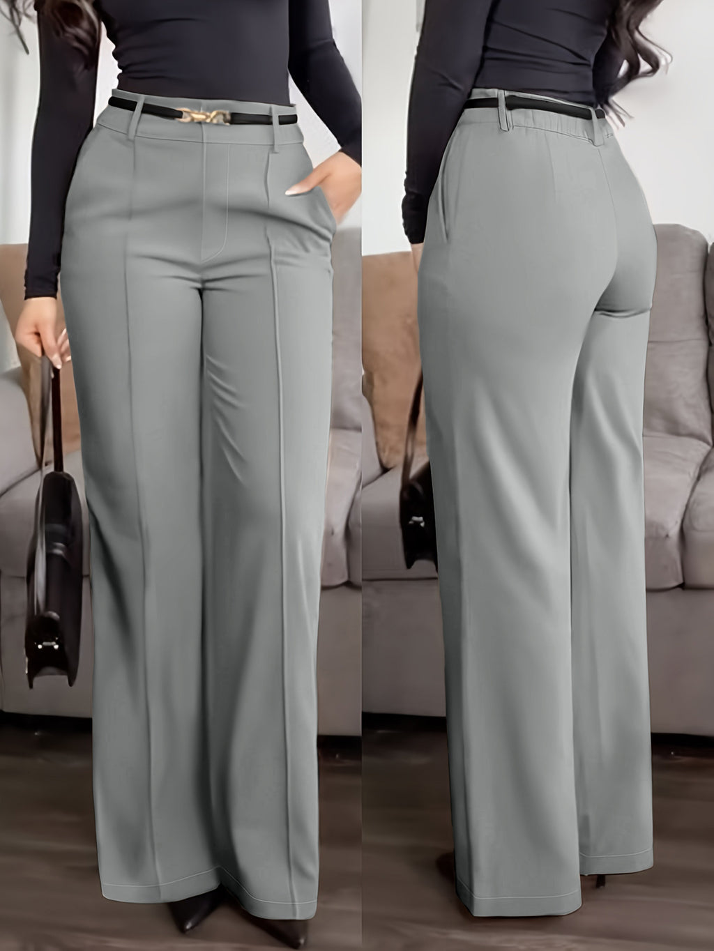 Pantalons à fermeture éclair de couleur solide avec poches