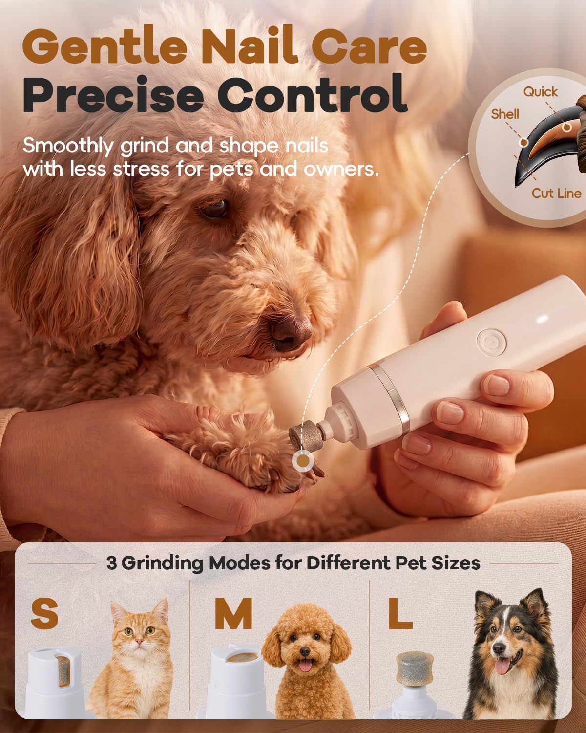 Clippers de chien Kit de grooming Cheveux Clipper-Low Noise Paw Trimmer- Rechargeable - Quis sans fil