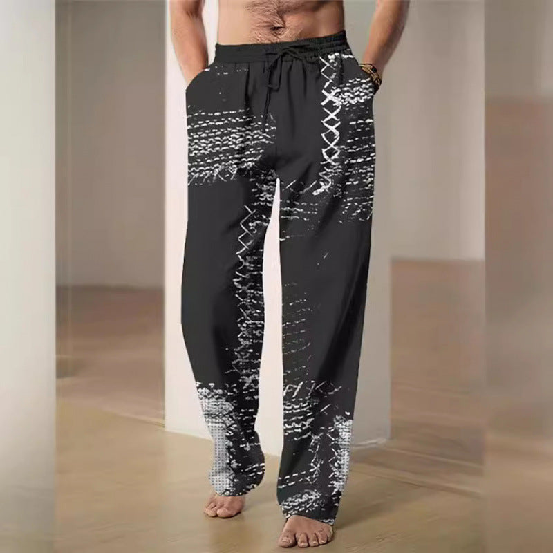 Pantalon casual homme avec imprimé de flamme bleue
