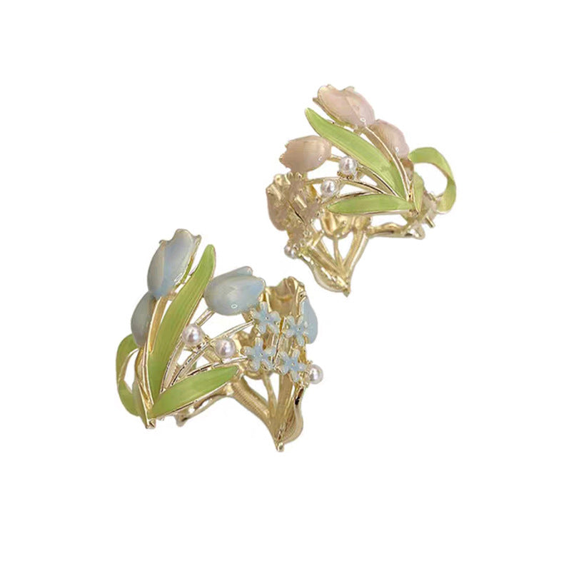 Tulipes haute queue de cheval cheveux griffes Barrettes femmes dos de tête fixe Artifact bandeau