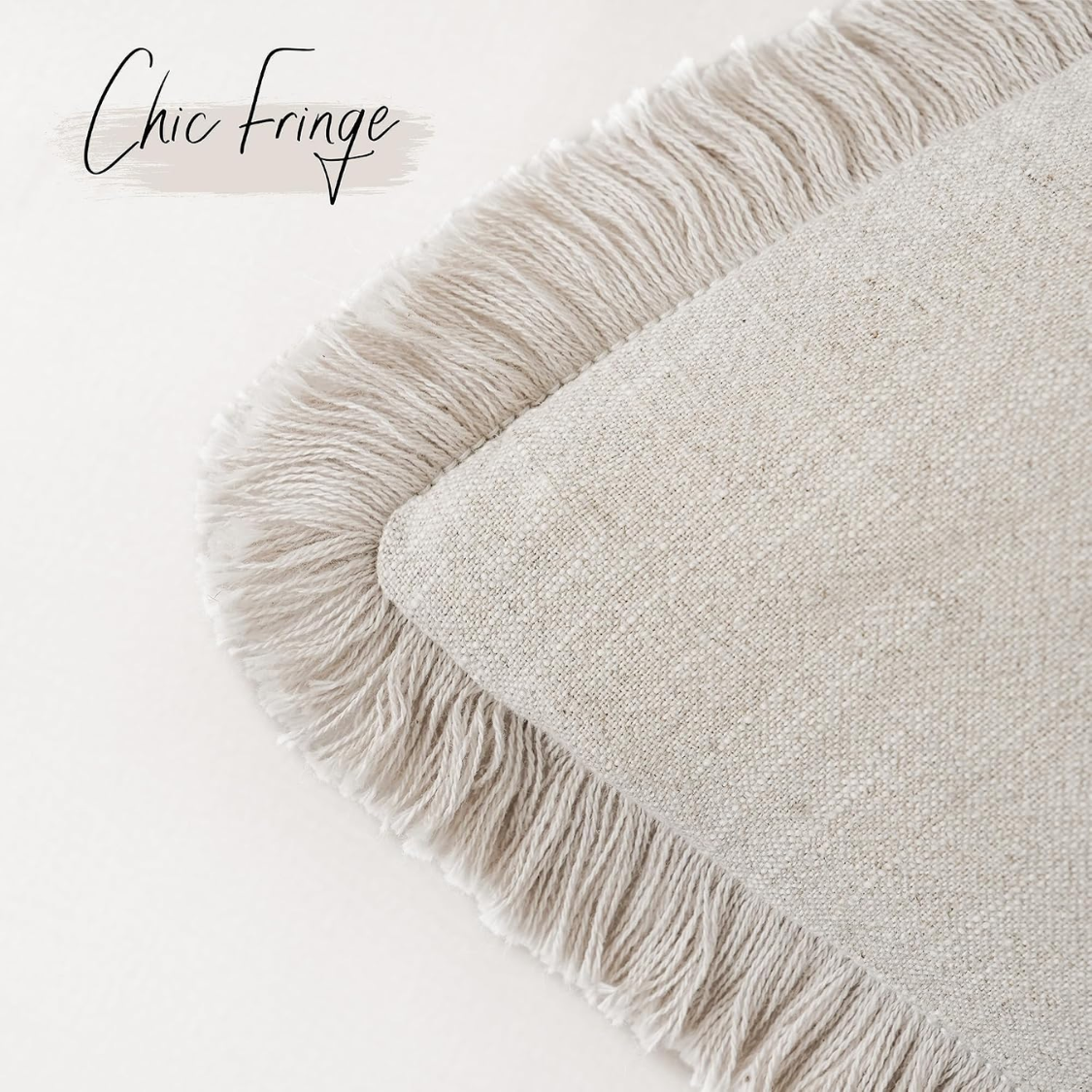 Couverture d'oreiller décoratif en lin frange 18x18 pouce