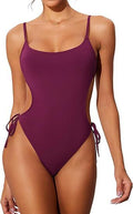 Maillot de bain en une seule pièce de couleur solide pour femmes