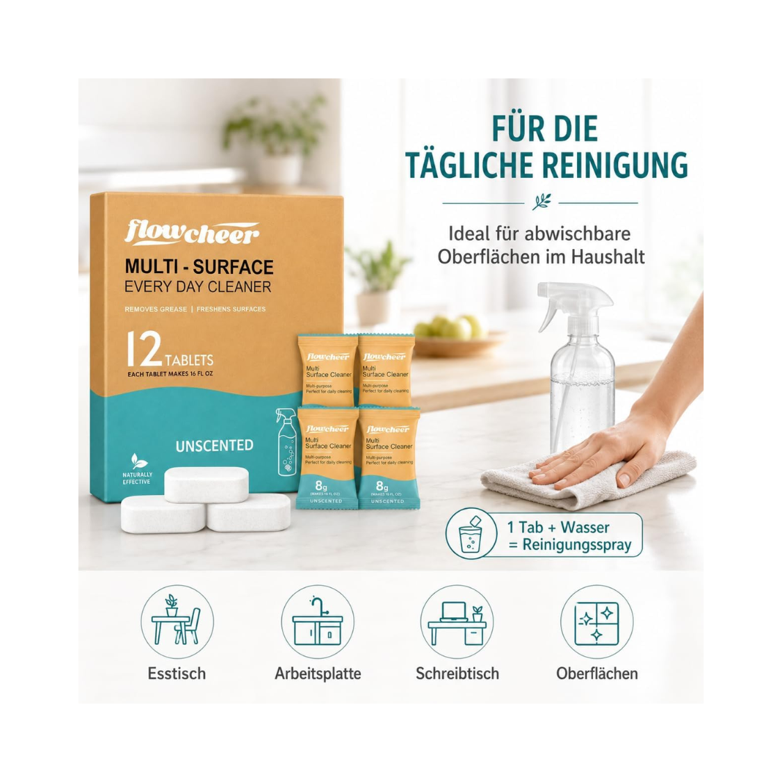 Multi Surface Cleaner Recharges -12 Pack Tout usage Nettoyage Recharge Comprimé fait 192 Fl Oz