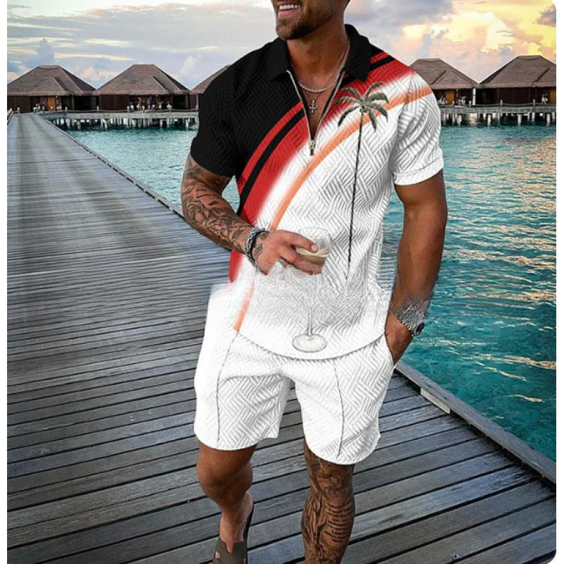 Zipper polo and shorts set