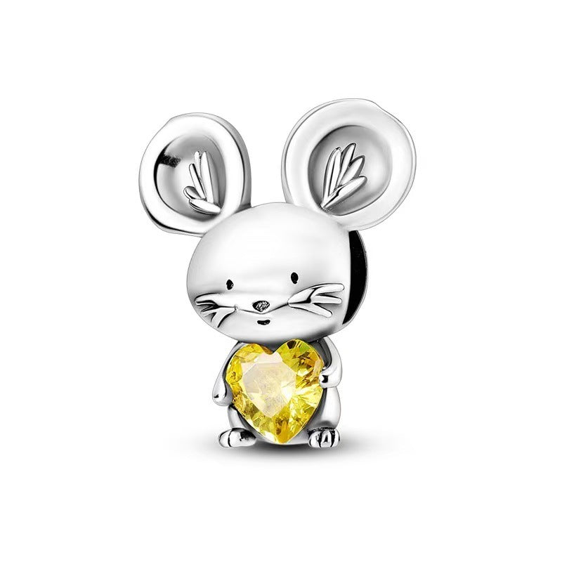 Cartoon Heart-holding Rabbit Punching Bag pendentif de perles DIY Exquise bijoux Accessoire