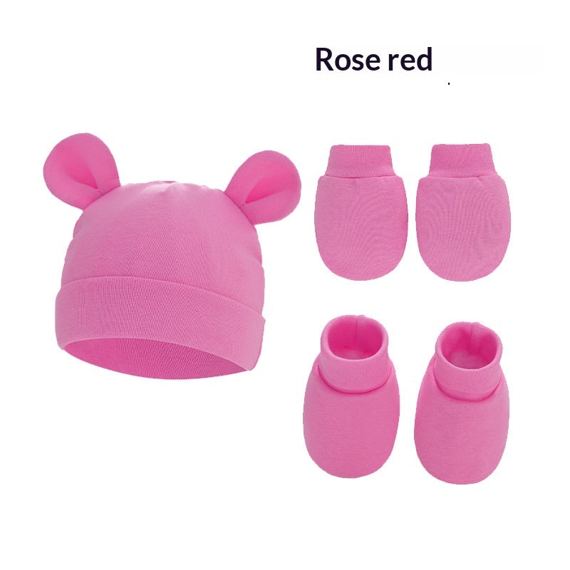 Chapeau nouveau-né Mittens et chaussettes avec des chaussures en caoutchouc