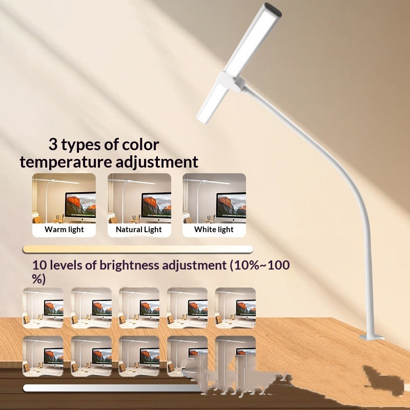 Lampe de bureau à double tête LED avec un long bras