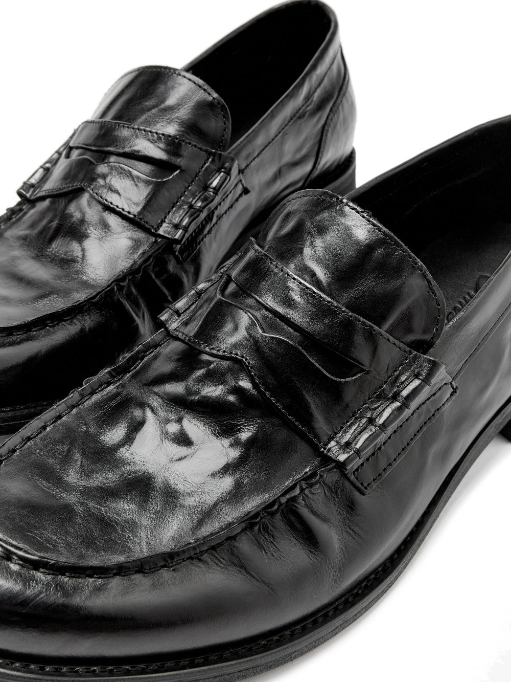 Chaussures en cuir véritable en cuir plissé casual
