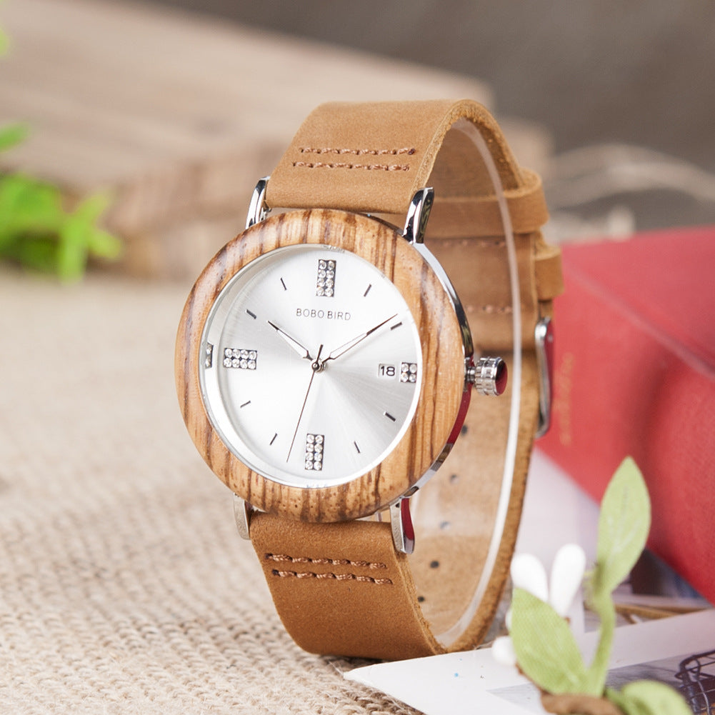 Homme et femme Minimaliste Casual Montre en bois rétro