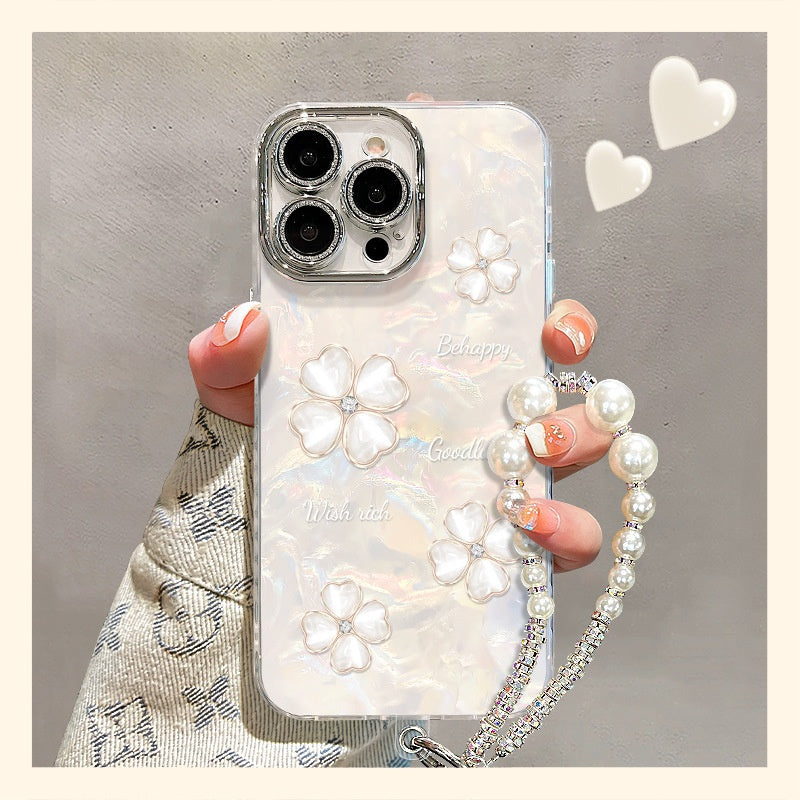 Housse de protection pour téléphone irisé de luxe à quatre bras
