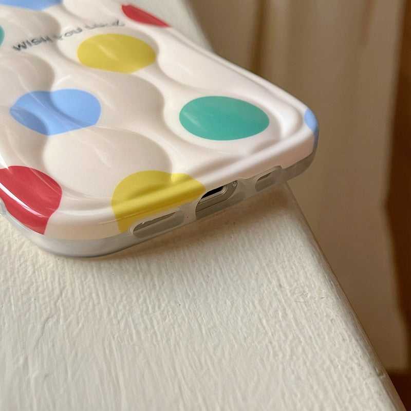 Boîtier de téléphone couleur Polka Dot Chaîne Lanyard