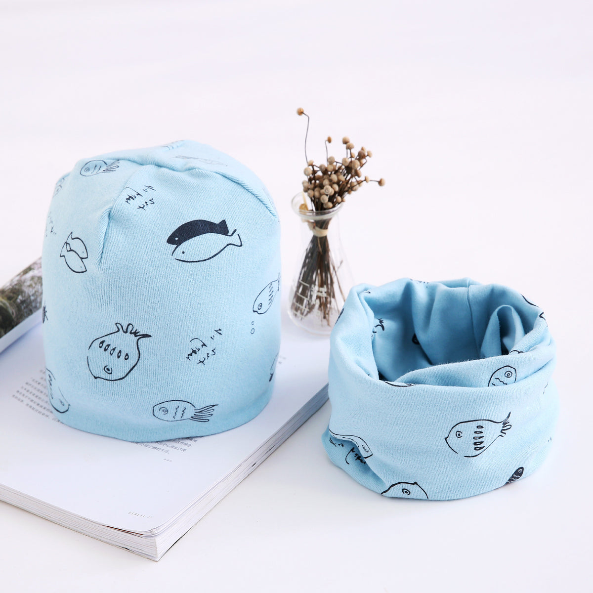 Arrivée de l'automne et de l'hiver écharpe deux-pièces ensemble bébé en coton Bandana Hat Set enfants ou