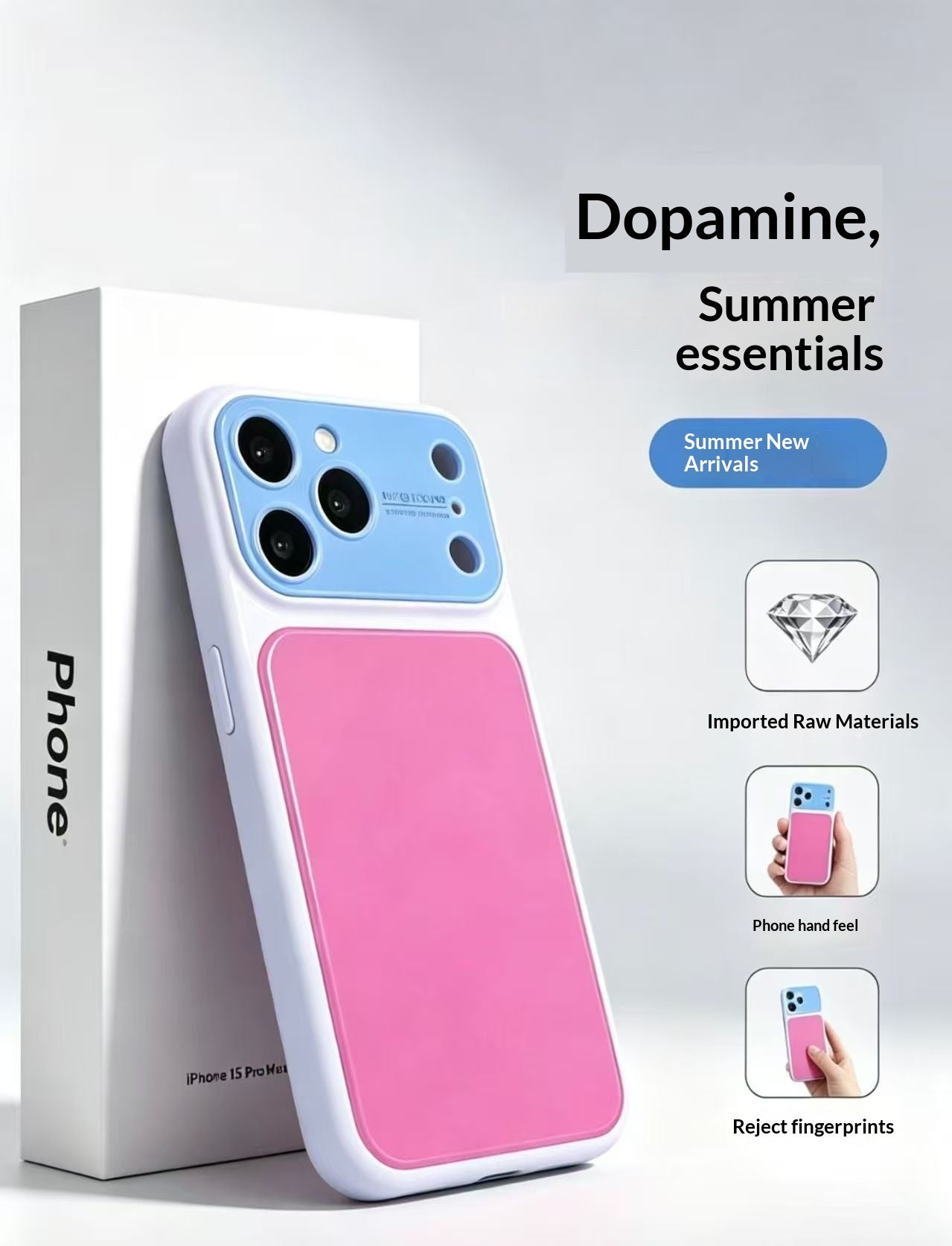 Summer Dopamine inspiré de la couleur bloc Phone Case avec une grande fenêtre