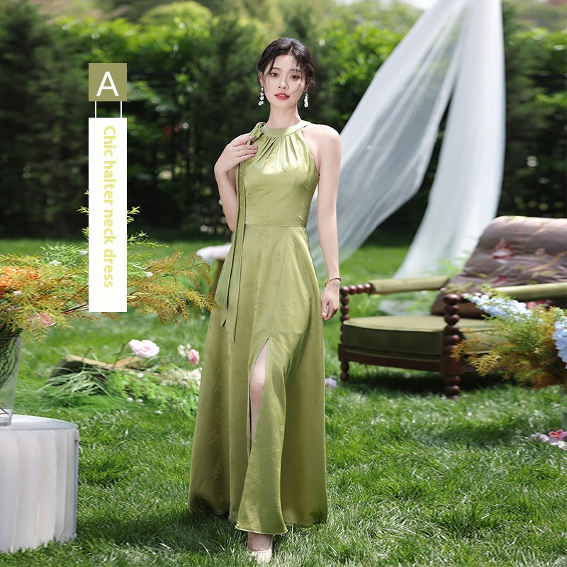 Robe de demoiselle d'honneur de style national vert
