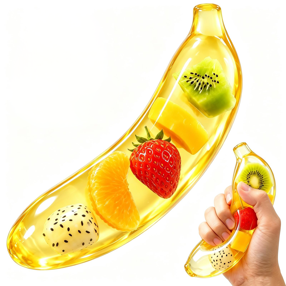 Jouet Banana, Jouets géants Banana Fidget,6.3 Pouce douce Jumbo Banana Squeeze jouet sensoriel, sucre
