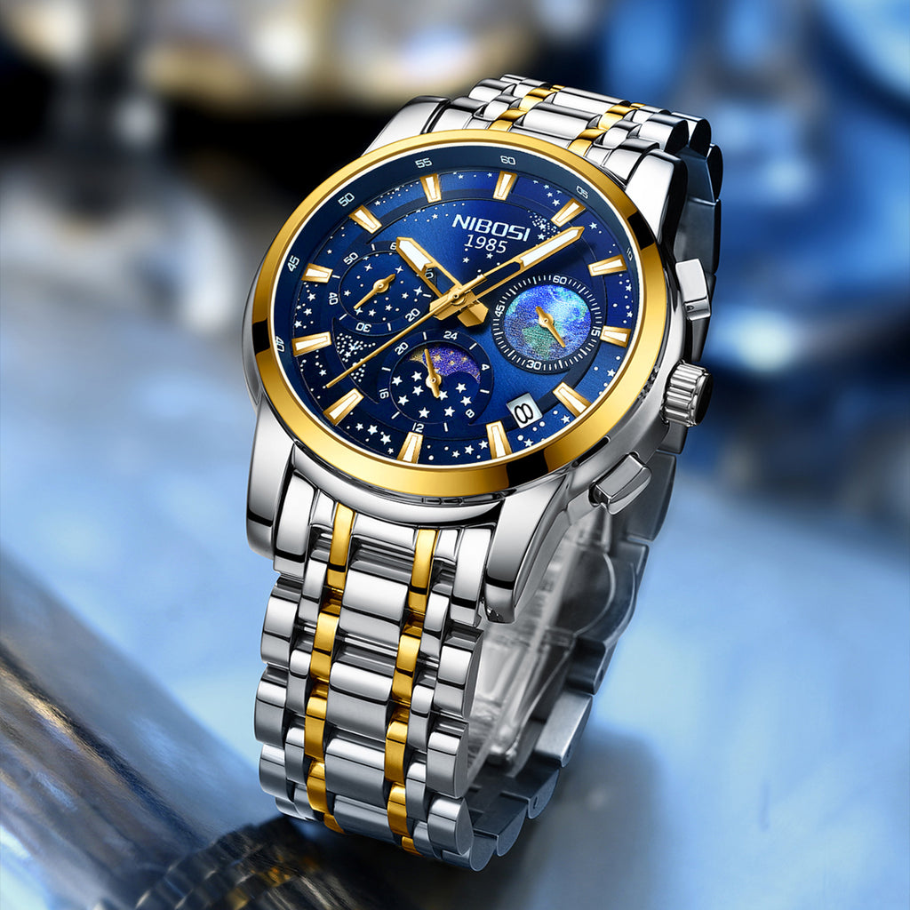 Montre Quartz d'affaires hommes ceinture en acier