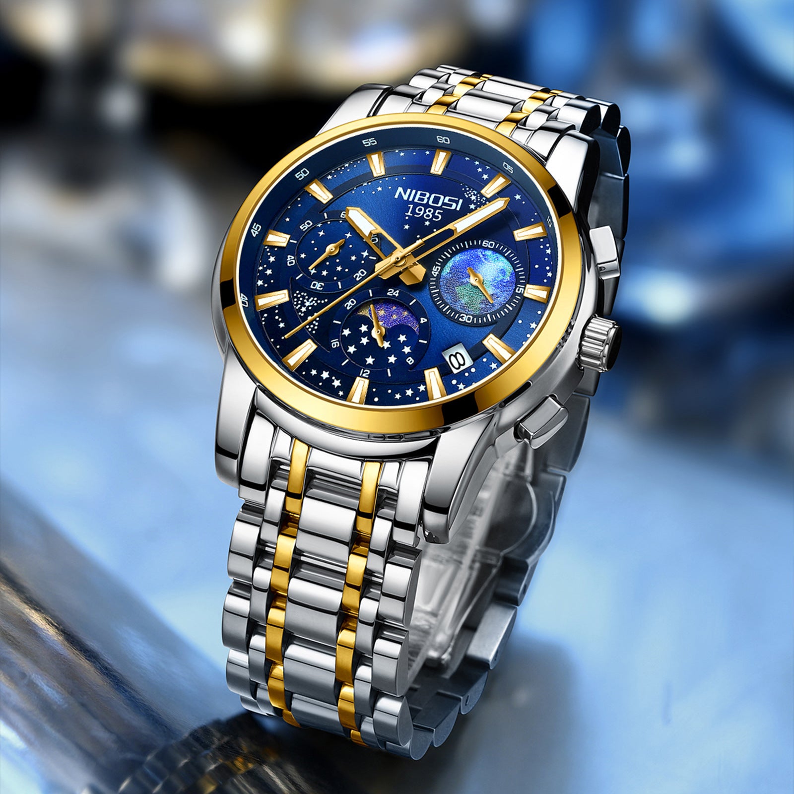 Montre Quartz d'affaires hommes ceinture en acier