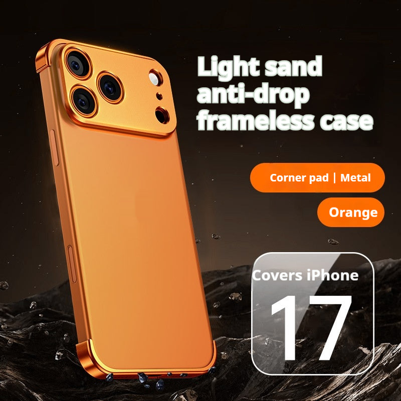 Plaquette à quatre corners en métal pour Iphone17promax Boîtier de téléphone ultra-mince sans cadre de protection C
