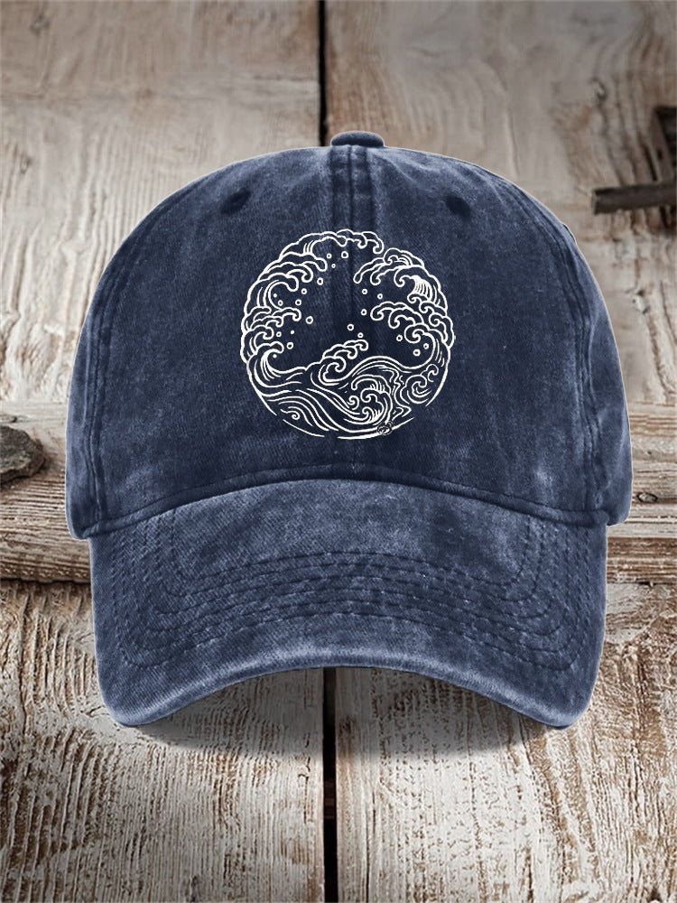 Chapeau imprimé en coton lavé Dad Cap Hommes Retro Casquette de baseball Soft Top Sun Hat