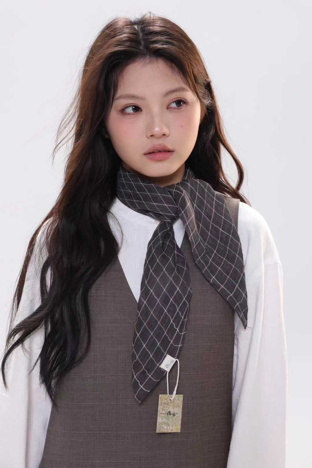 Femmes Retro Plaid Sun-Protective ScarfWaist Scarf