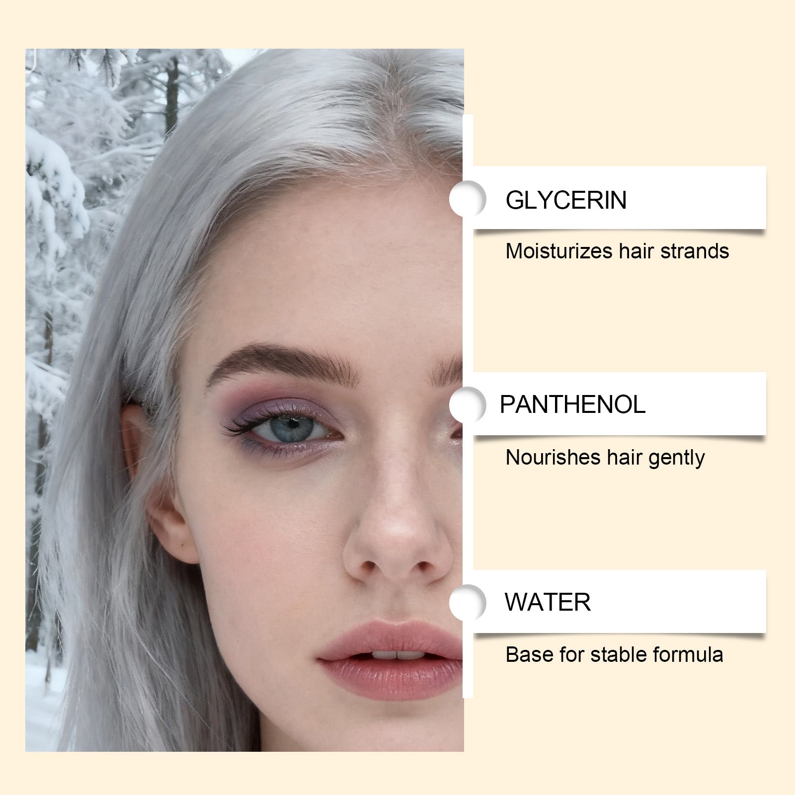 Spray de couleur de cheveux temporaire gris argenté pour même application Facile à colorier et livre Moi