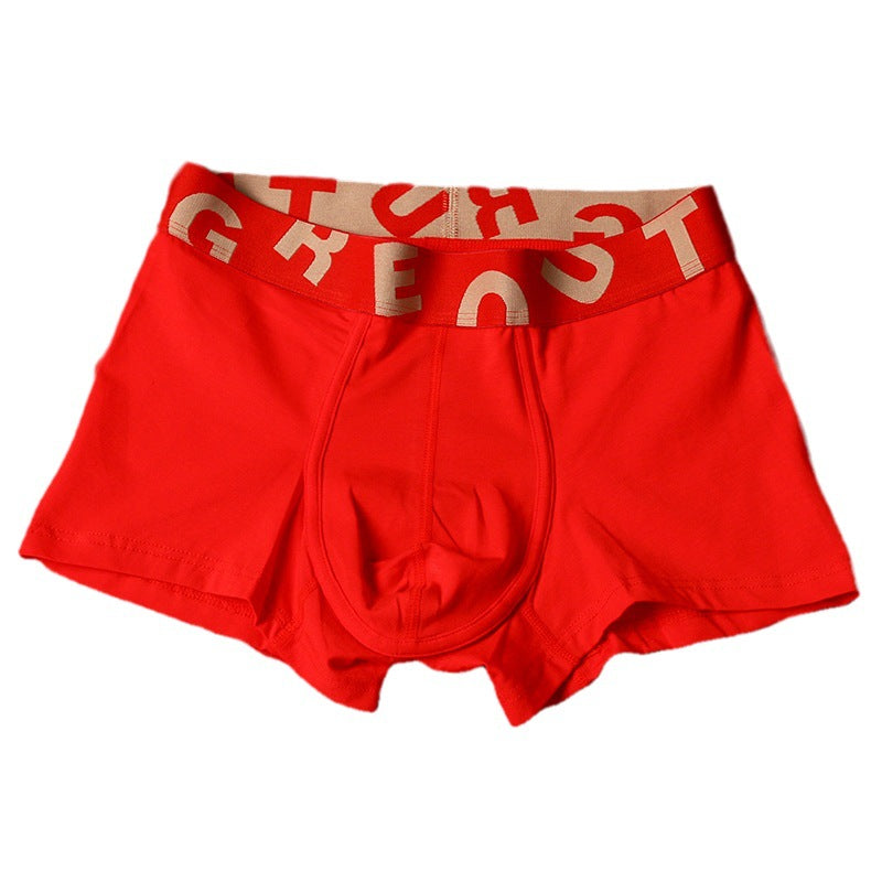 Sous-vêtements en coton purifiés pour hommes Festive Bright Red Mid-rise Boxers
