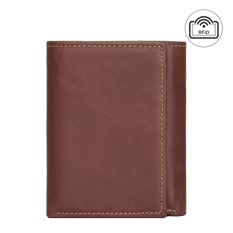 Hommes RFID anti-vol swiping plusieurs fentes de cartes portefeuille en cuir vintage court