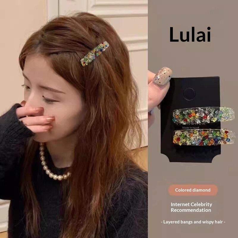 Clip de cheveux diamant de couleur dopamine pour les femmes