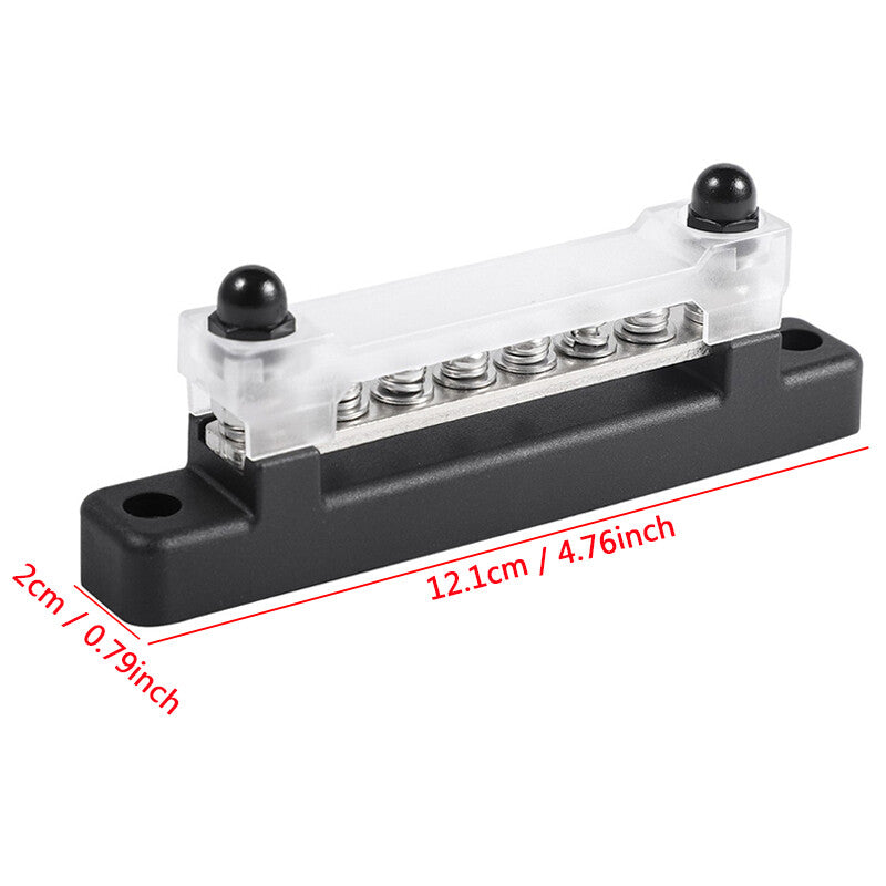 2X 12 Terminal Block Bus Bar & Cover 12V Distribution Bus Bar Auto Boat Power W