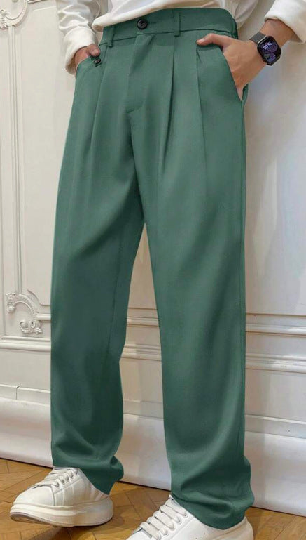 Pantalon de costume polyvalent de couleur solide pour homme