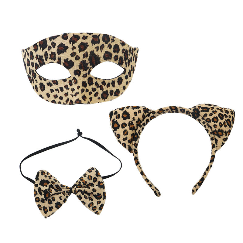 Halloween Leopard imprimé demi visage Masque jeu de bandeau