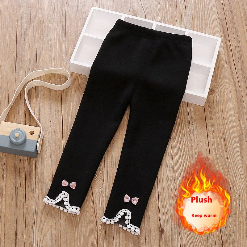 Pantalon à couche unique en hiver épais doublé de polaire pour filles