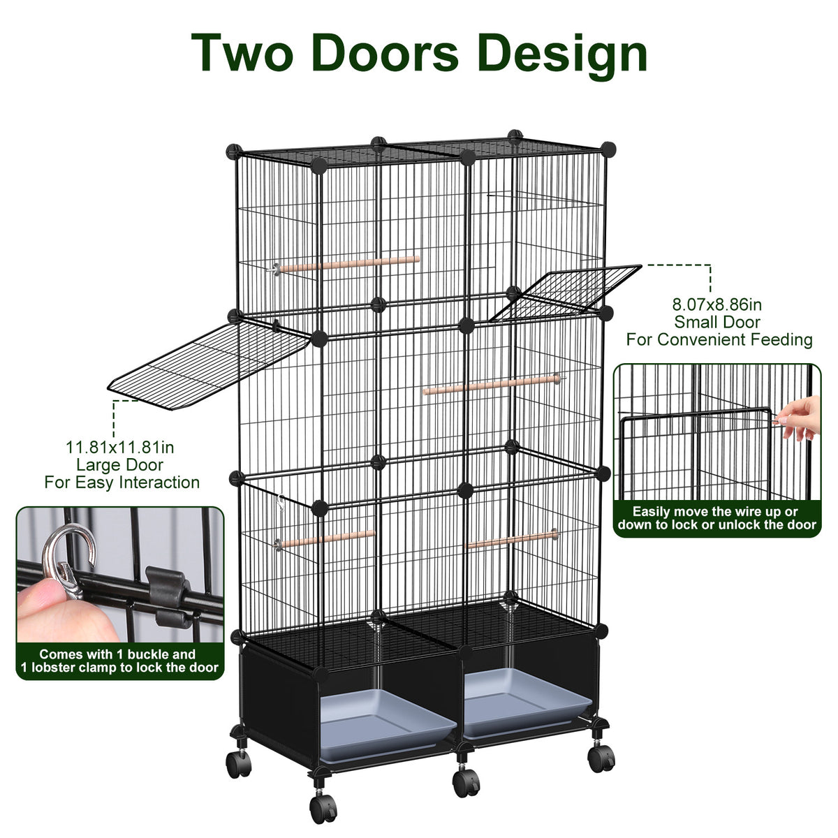 1Pc 46in Bird Cage Spacieuse maison d'oiseaux d'intérieur pour animaux de compagnie avec 4 perches en bois 2 plateau coulissant 2