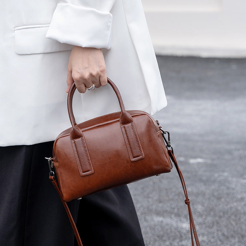 Sac transversal pour femmes élégantes en cuir ciré à l'huile